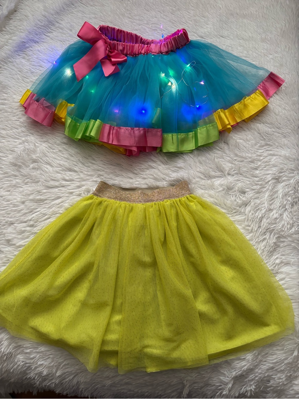 Girls-Kids | Lot of 2 Tulle Skirts | Blue w/lights & 1-Neon Sz. L (fit 3-8 Yr)